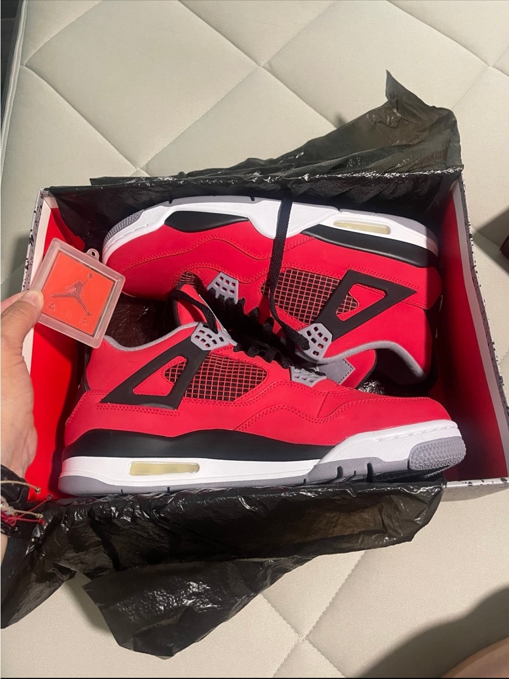 Jordan Men's Red and Black Athletic Sneakers with White Soles